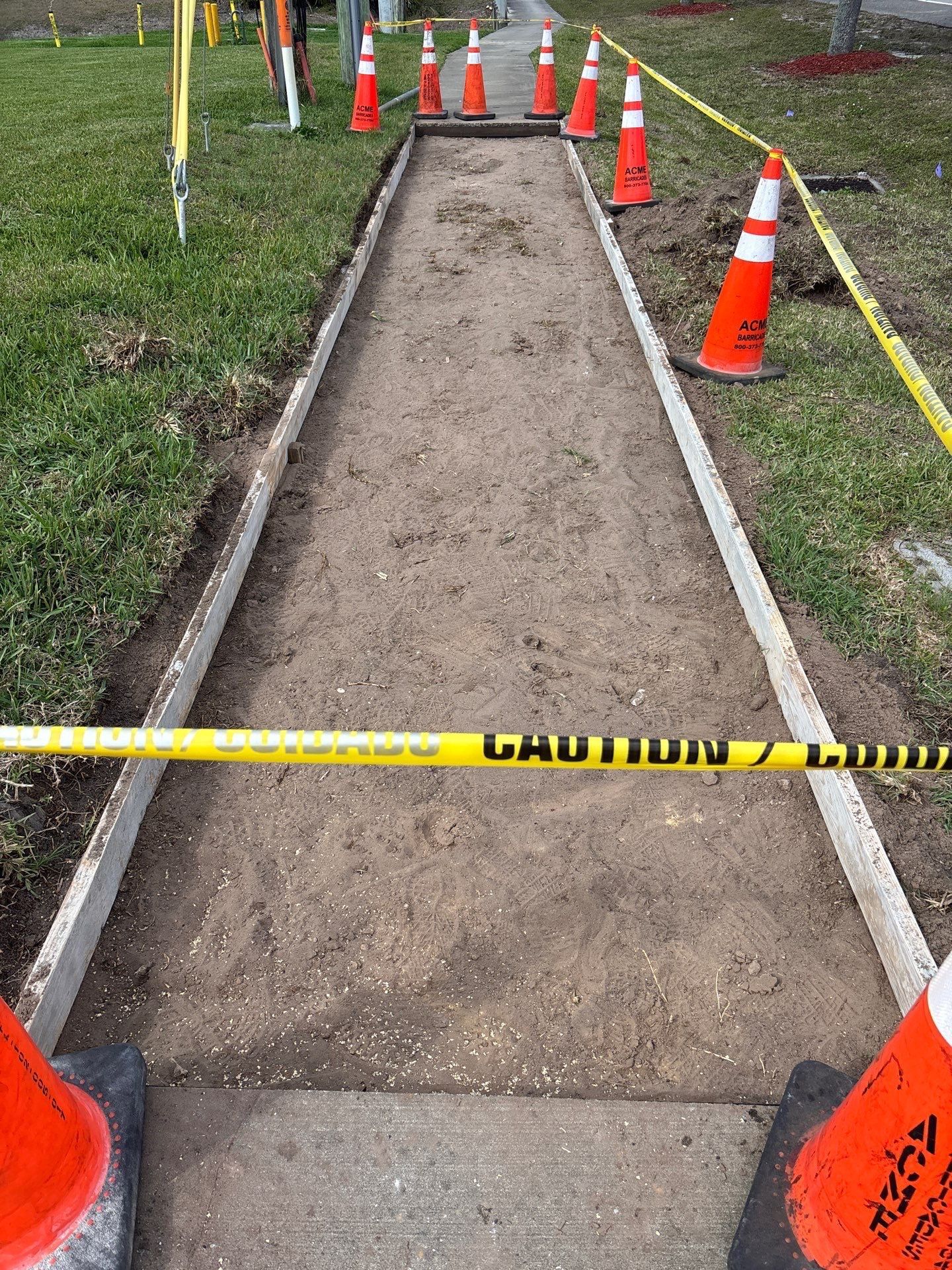 Excavated sidewalk before concrete pour